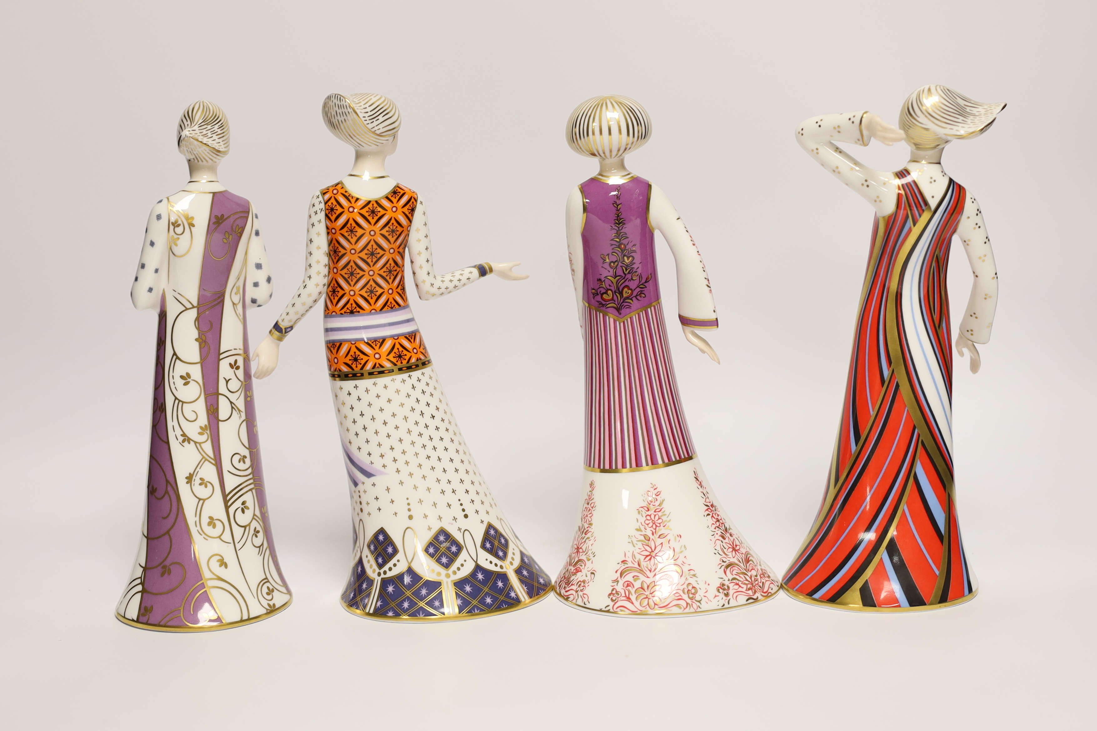 Four Royal Crown Derby figurines from the Classic Collection including Athena, 22cm high